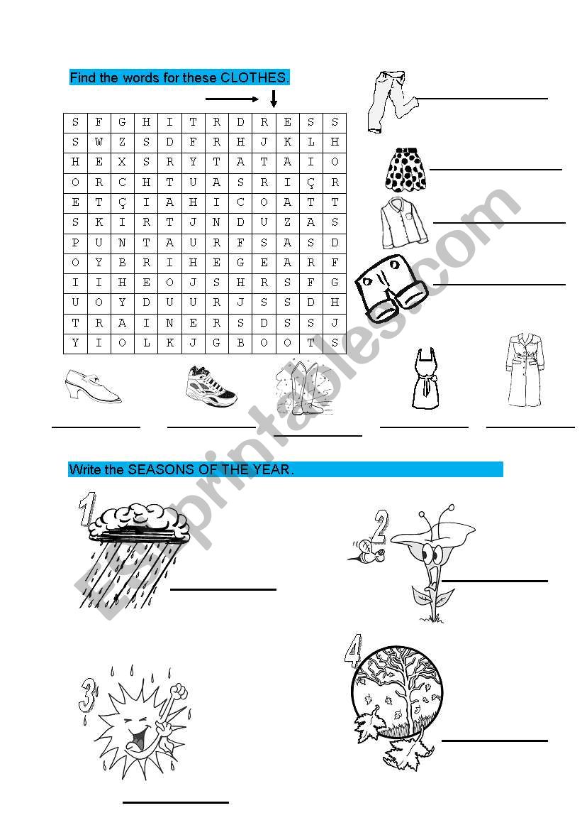 Clothes and seasons worksheet