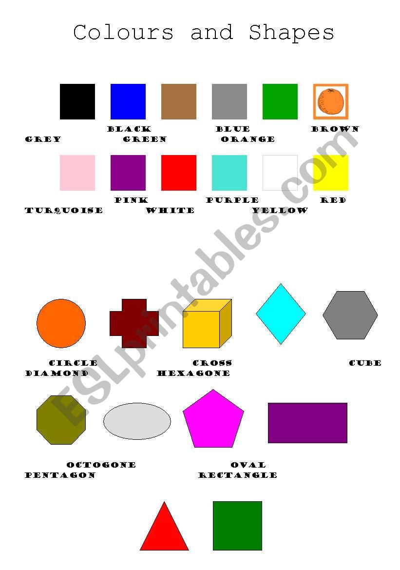 Colours and shapes worksheet