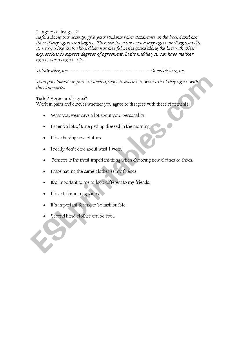 agree/disagree worksheet