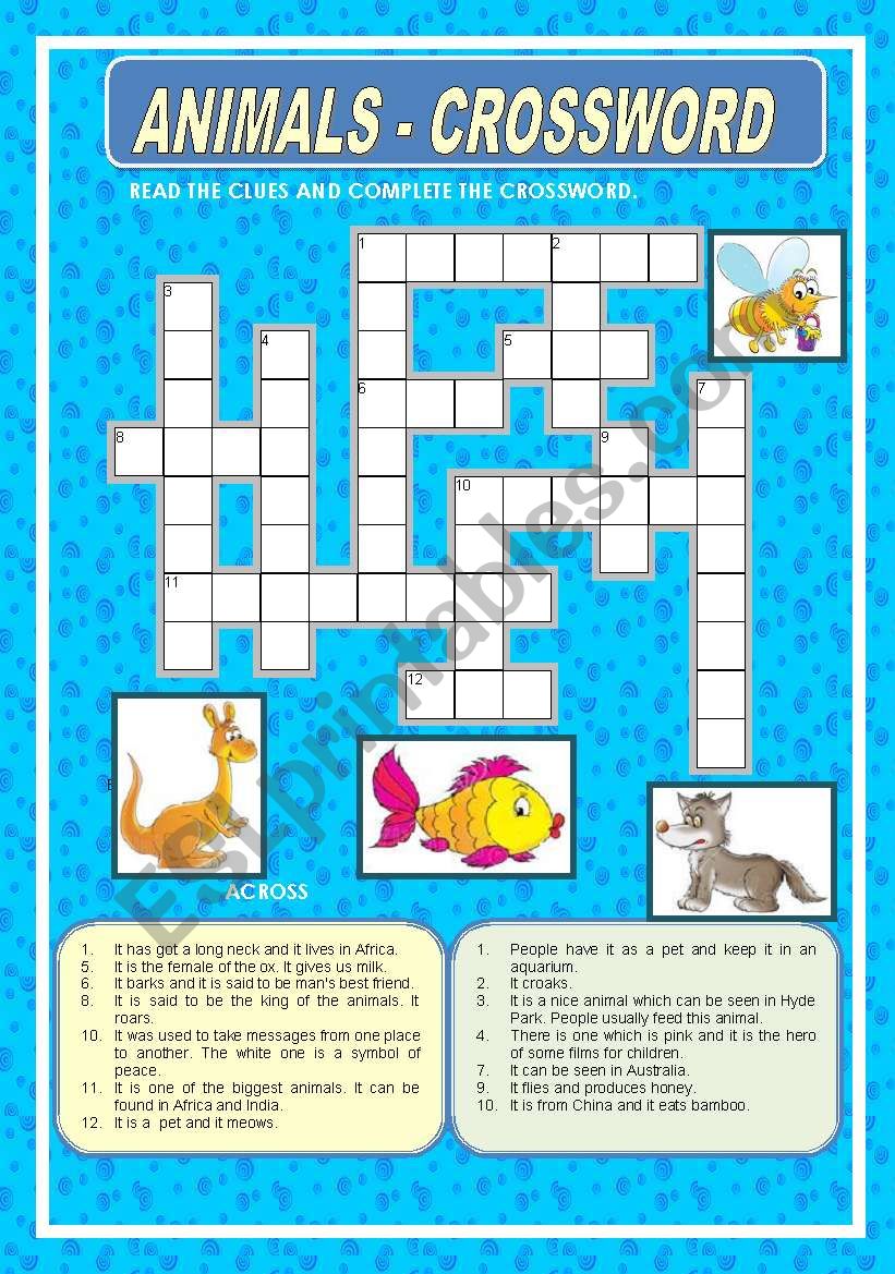 ANIMALS -CROSSWORD worksheet