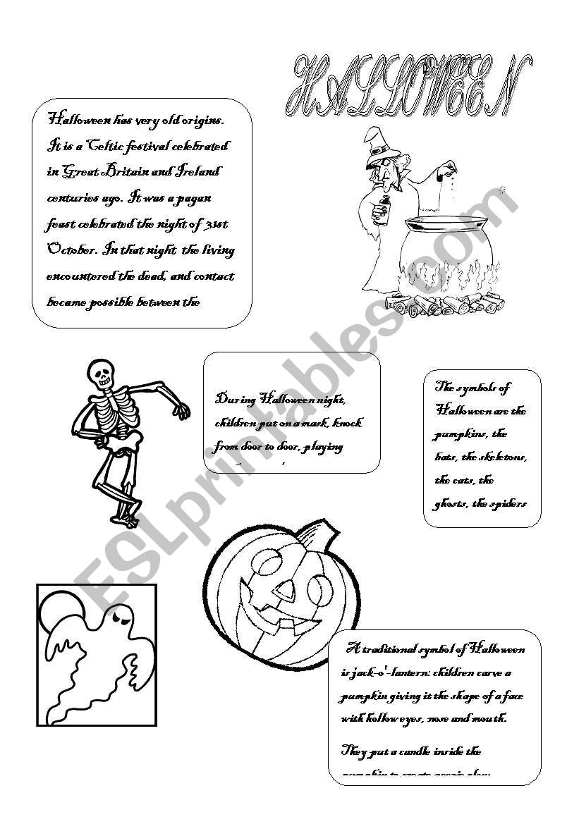 halloween reading worksheet