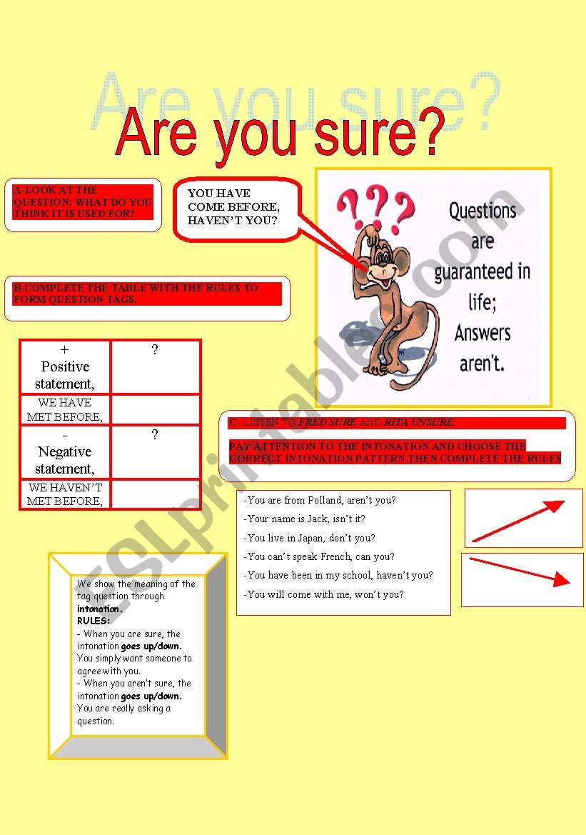 ARE YOU SURE worksheet