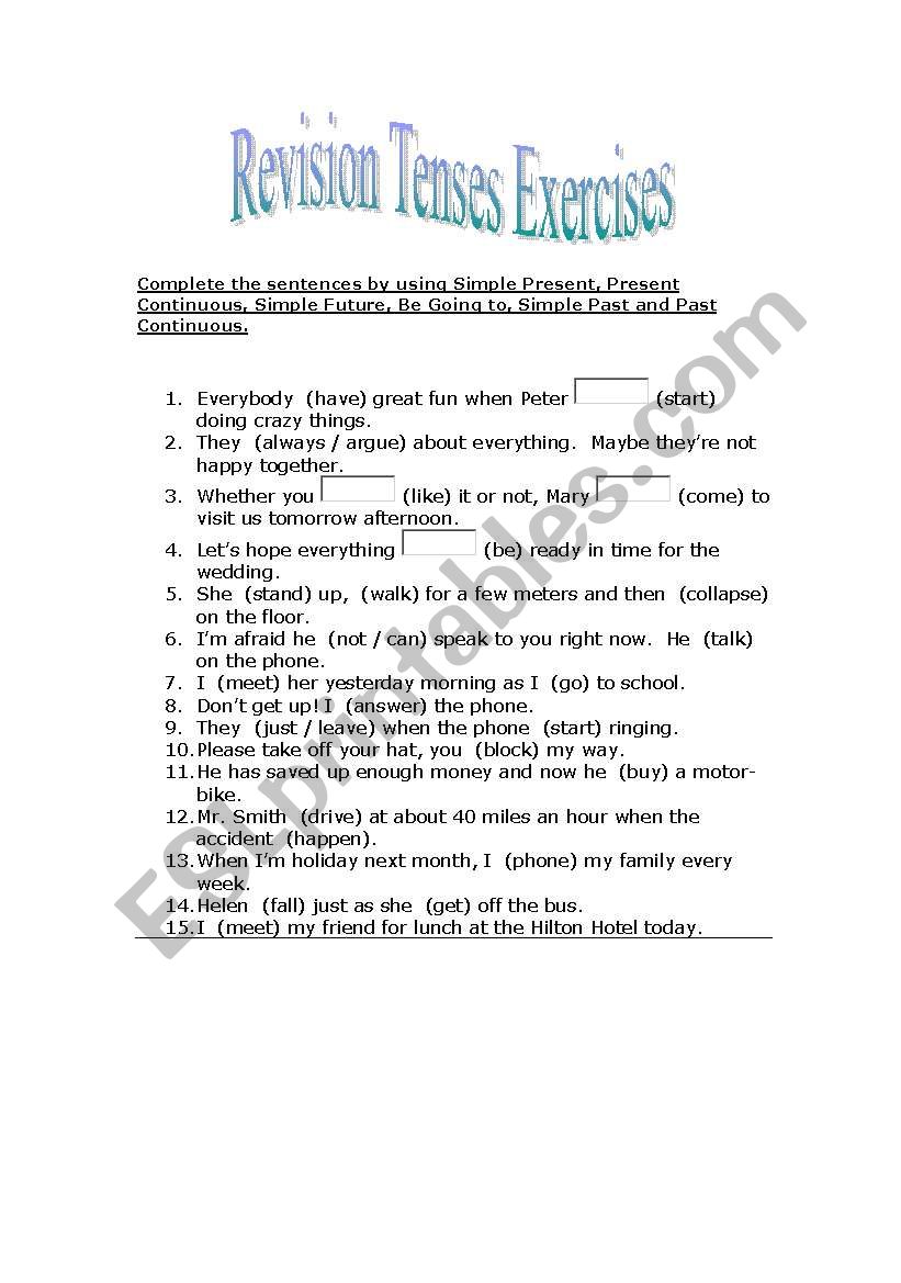 mixed tenses worksheet