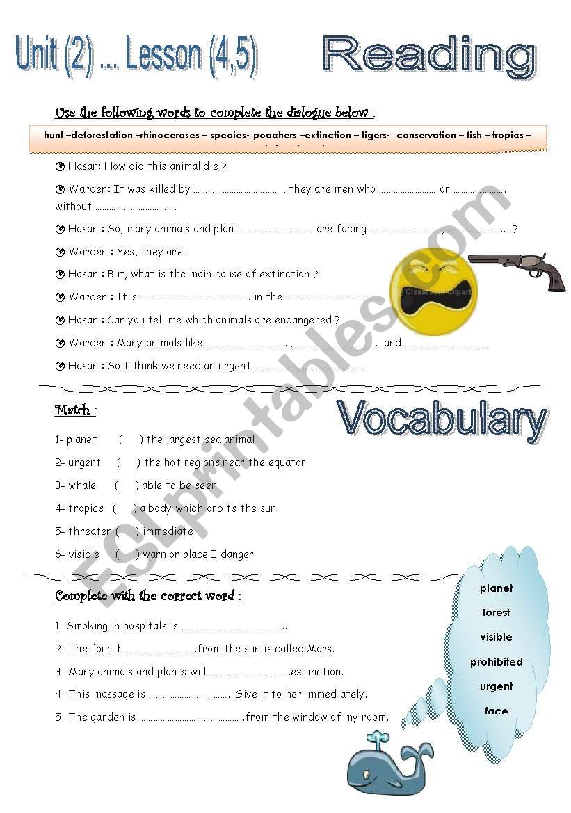 Reading worksheet