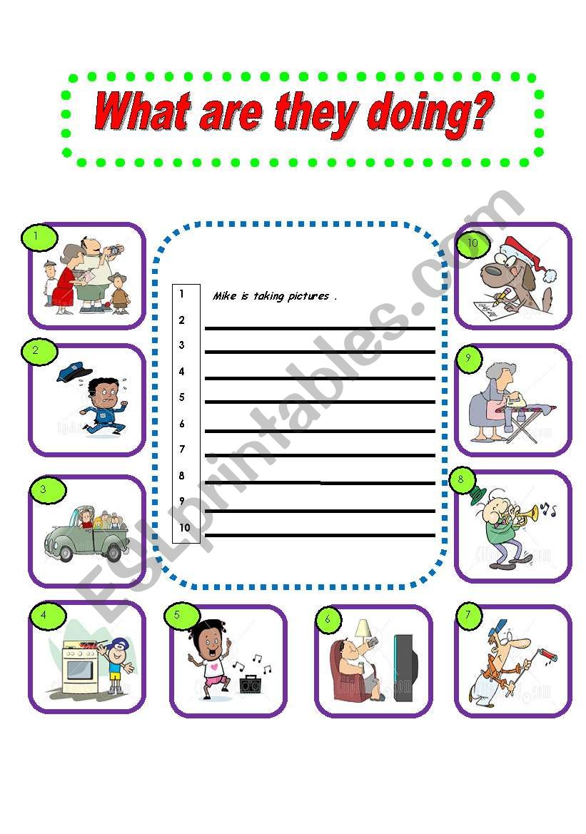 What are they doing? practice present continuous tense!!