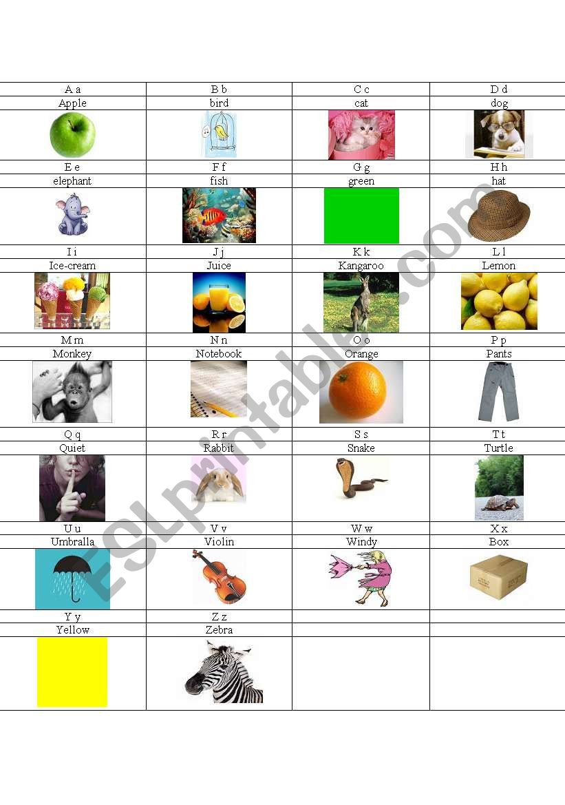 A-Z worksheet