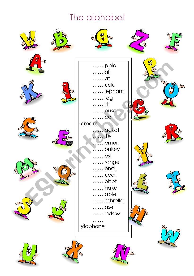 The alphabet worksheet