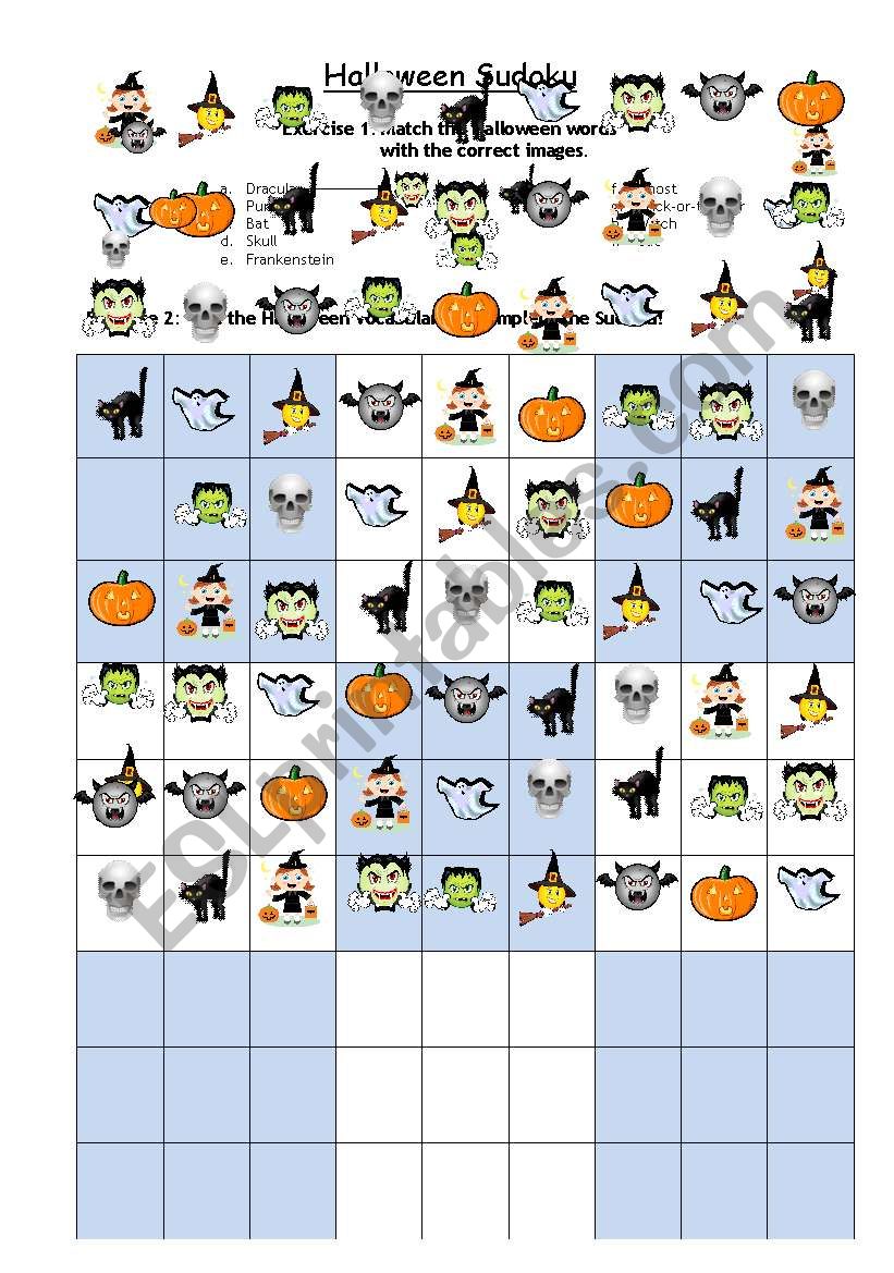 Halloween Sudoku KEY worksheet