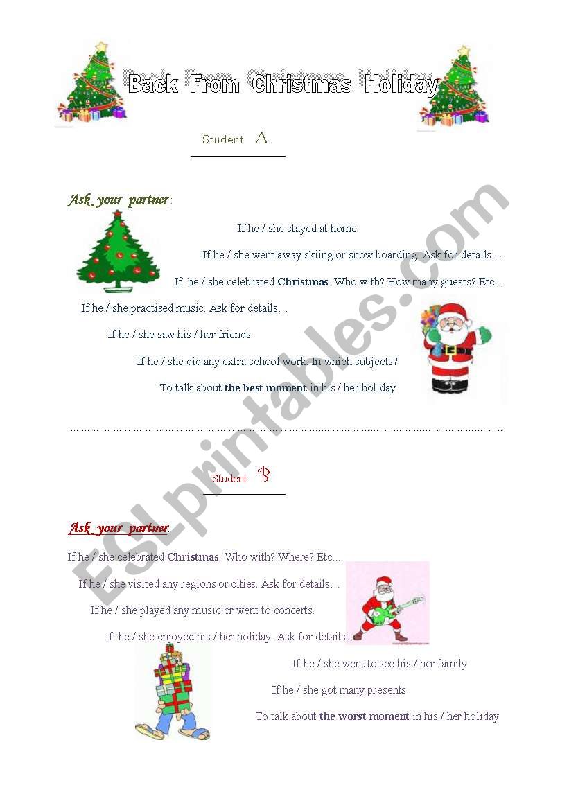 Back from Christmas Holiday! worksheet