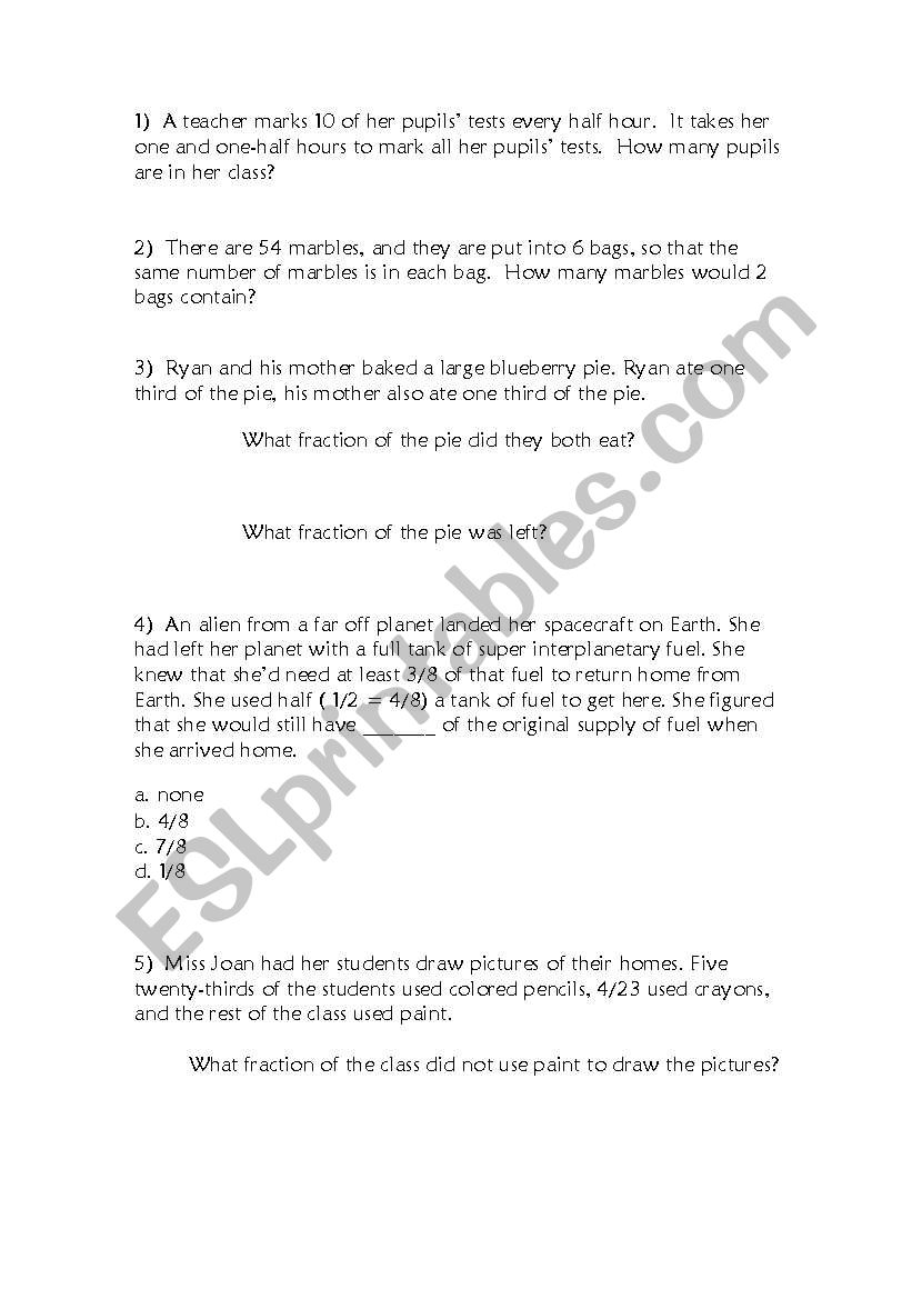 Fraction Practice worksheet