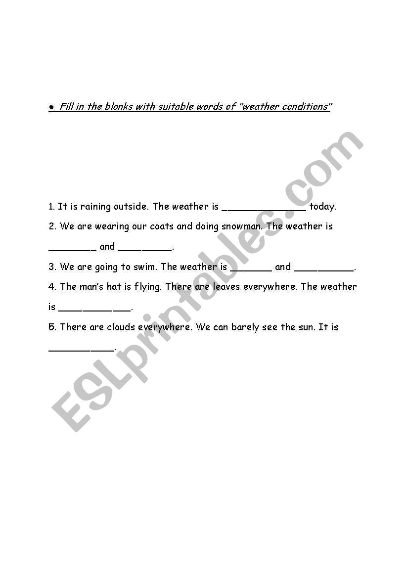 weather conditions worksheet