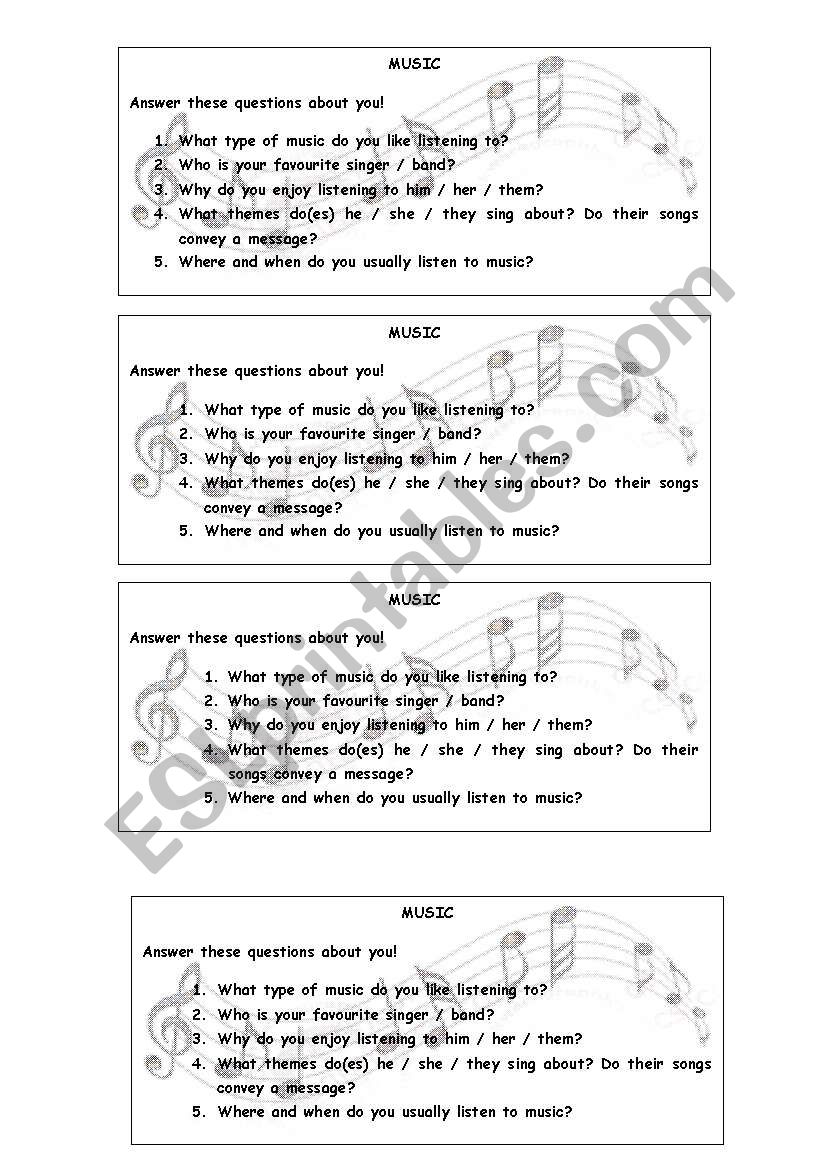 Music worksheet