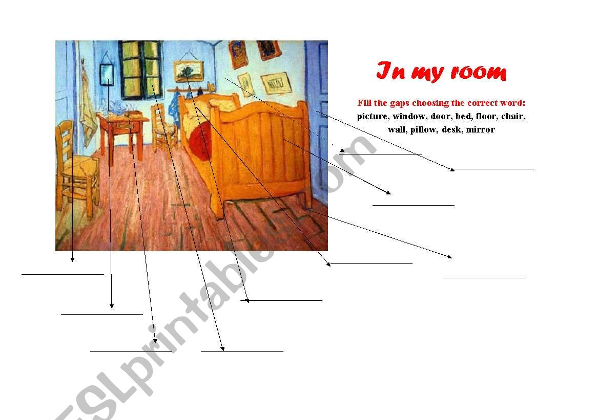 In my room - vocabulary task  worksheet