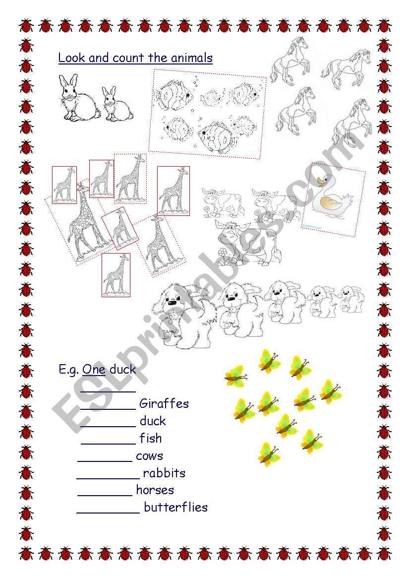 numbers and animals worksheet