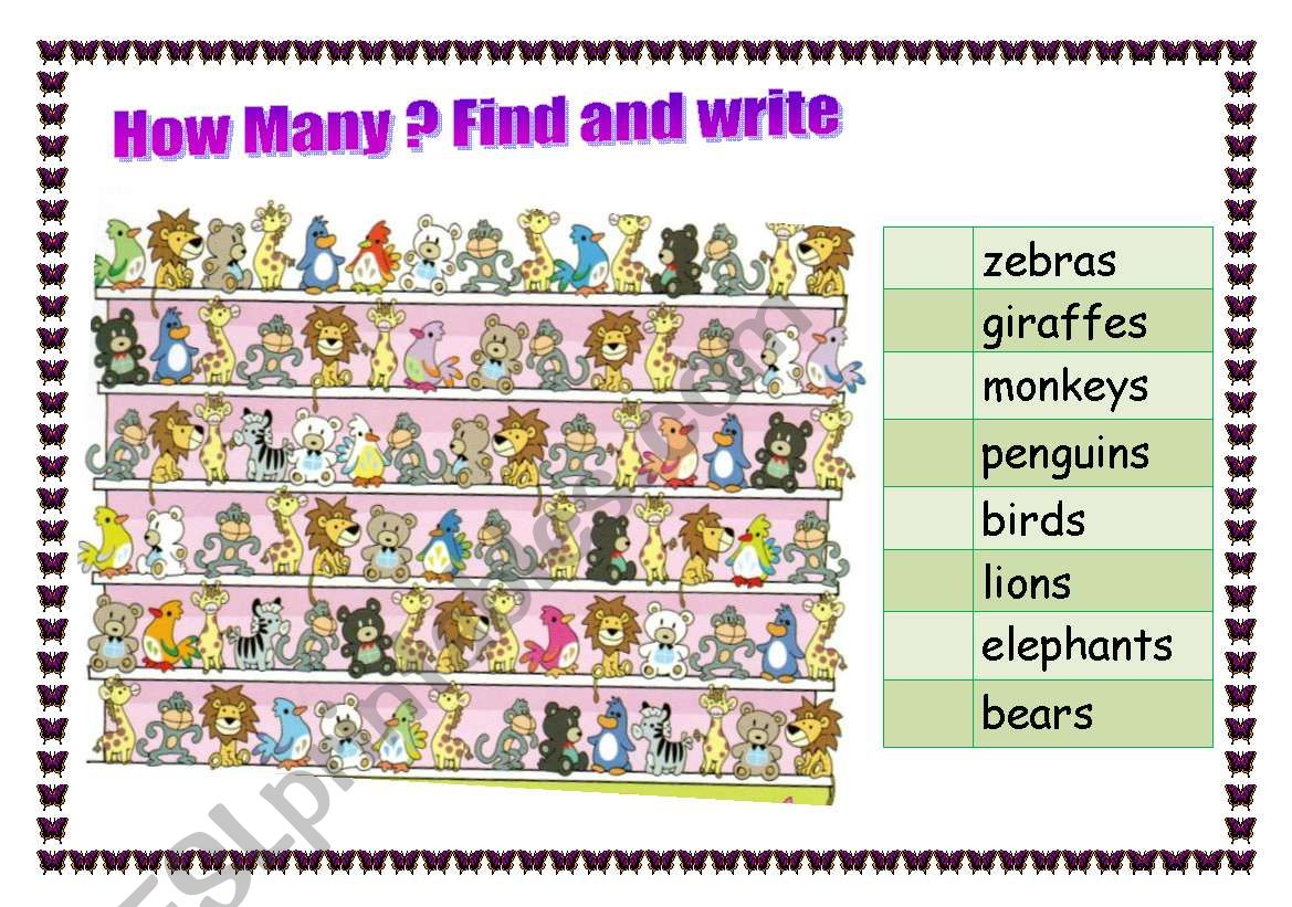 Find the animals  worksheet