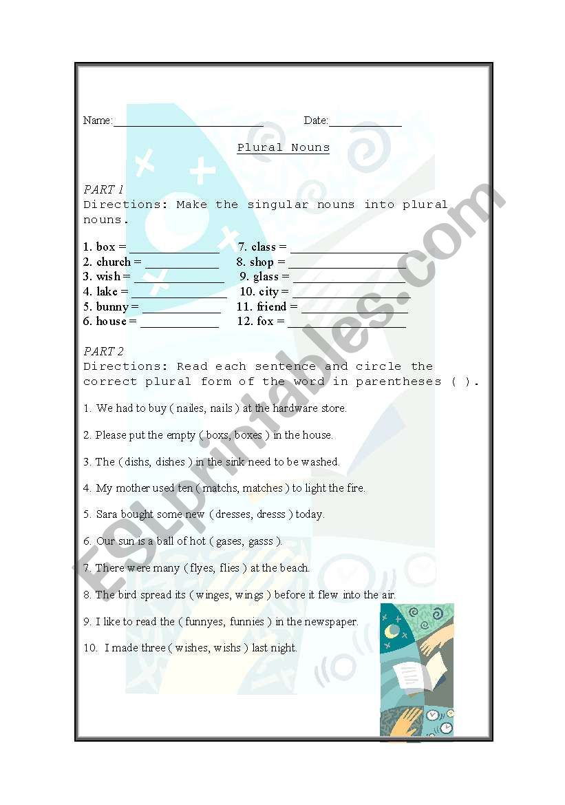 Let´s Practice Plural Nouns! worksheet