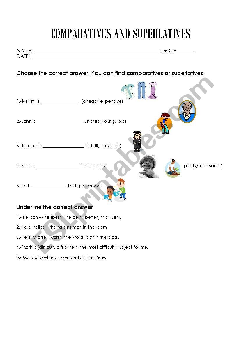 comparatives and superlatives worksheet