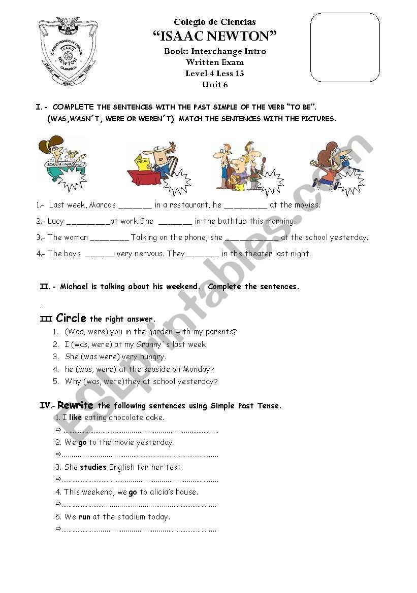 Simple Past Test worksheet