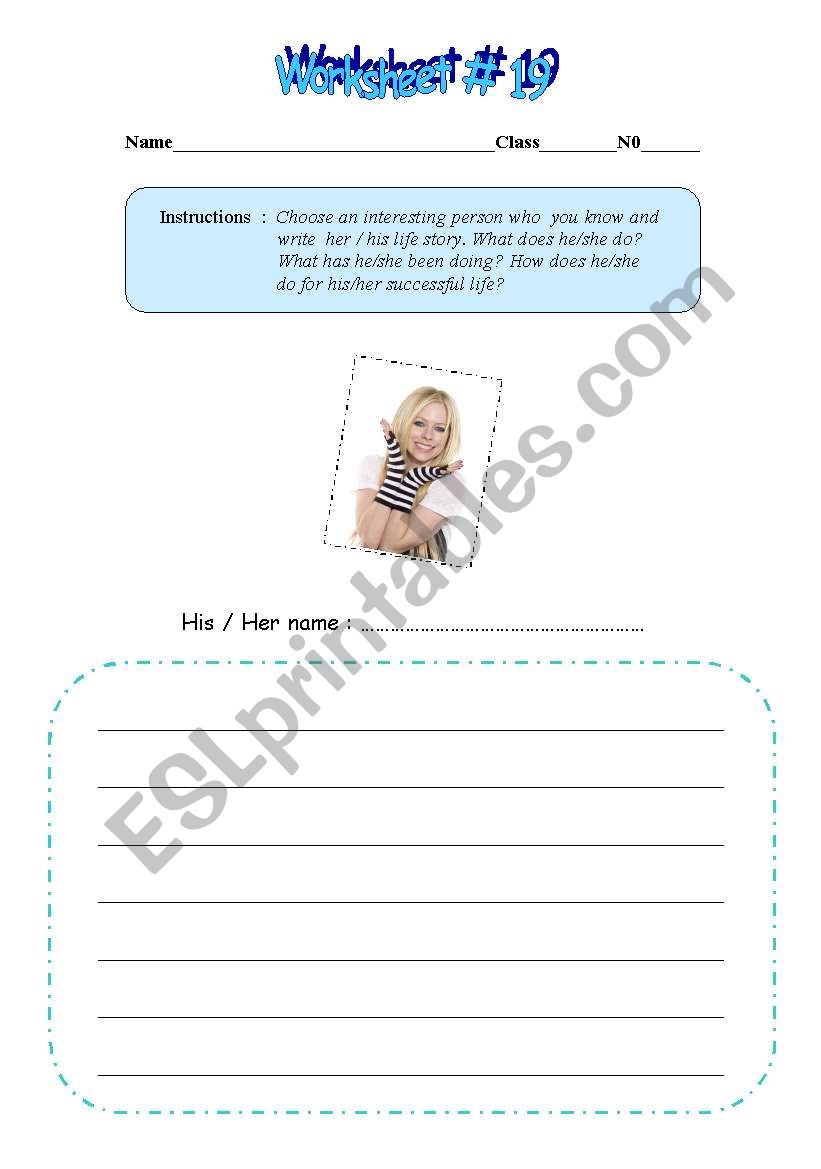 Interesting person worksheet