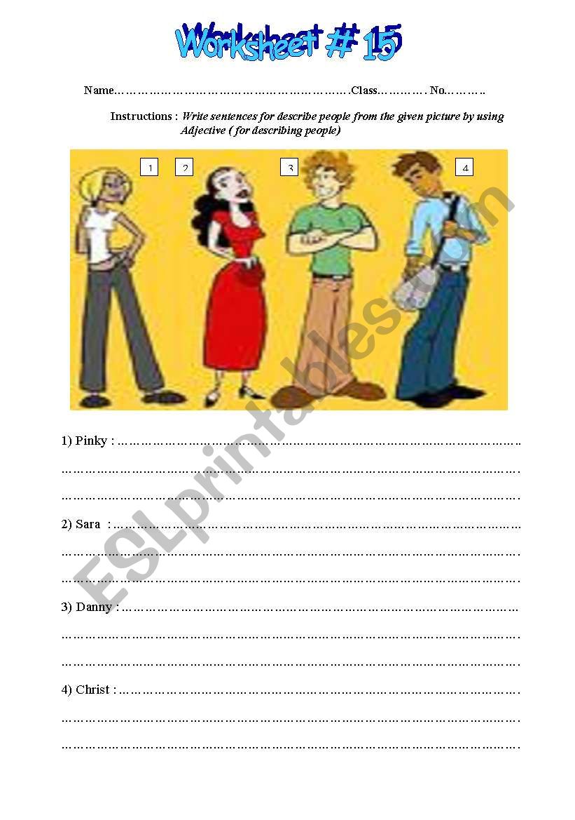 Describing People worksheet