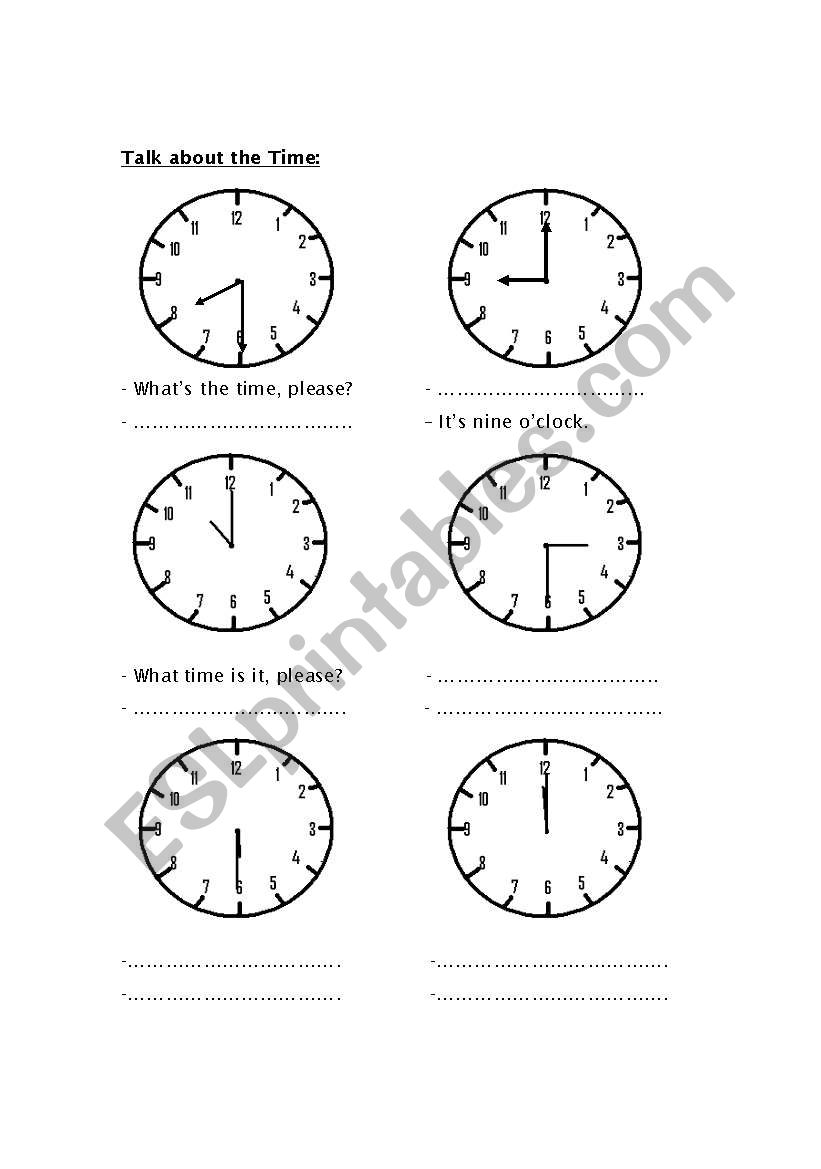 talk about the time worksheet