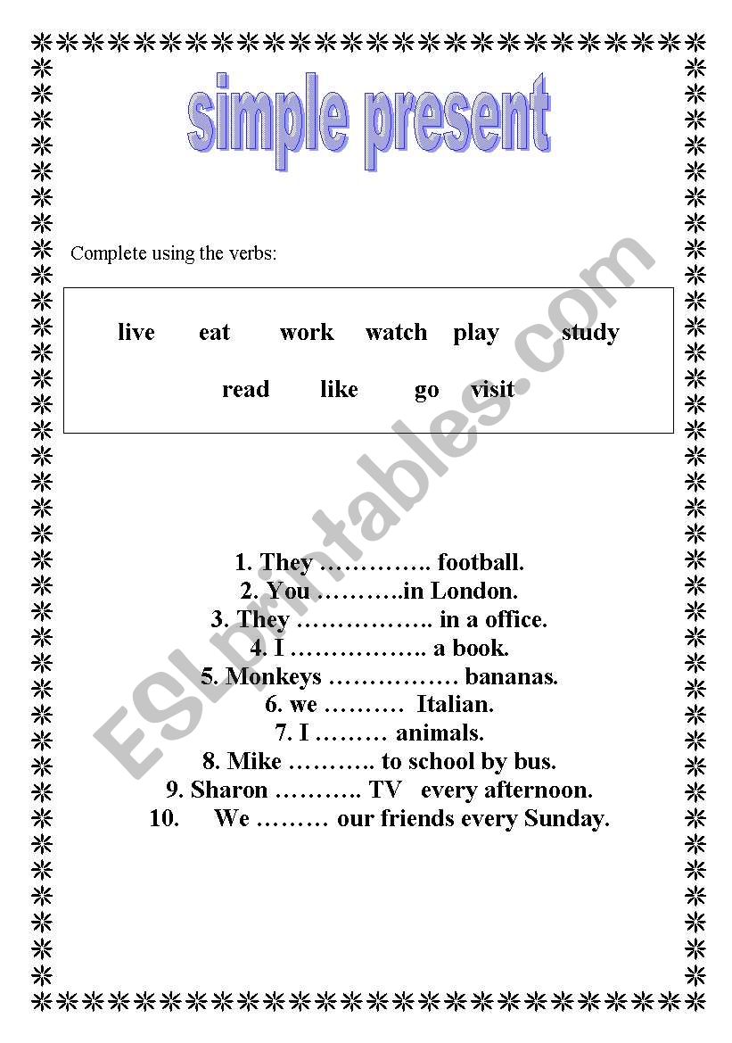 simple present worksheet