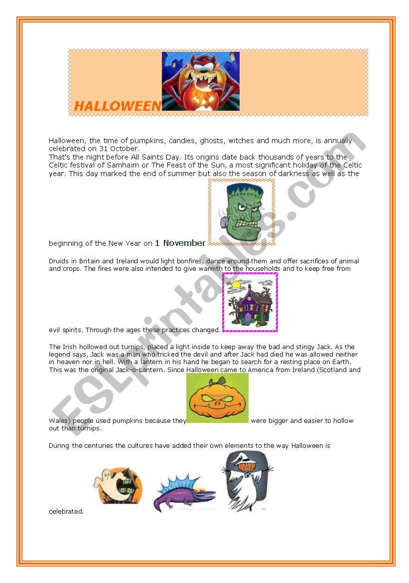 Halloween worksheet