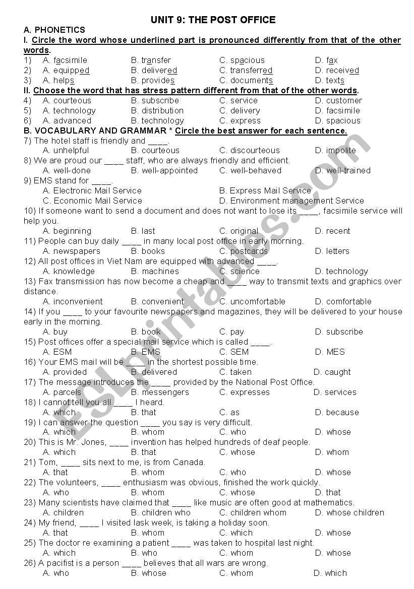 collective test worksheet