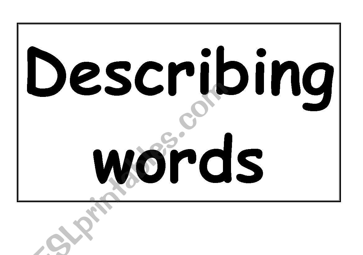 Describing words worksheet