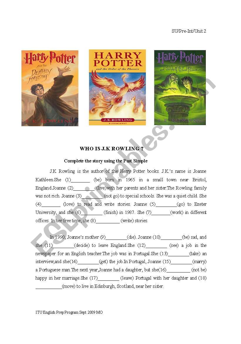 Harry Potter worksheet