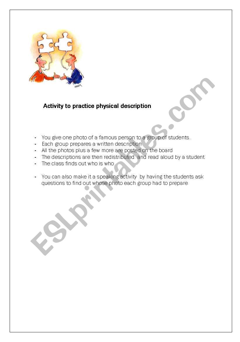 physical description worksheet