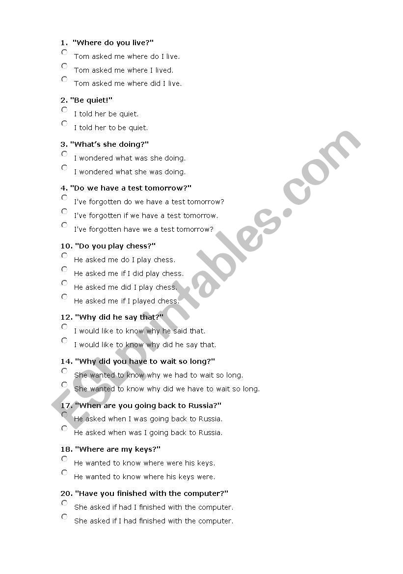 present perfect worksheet