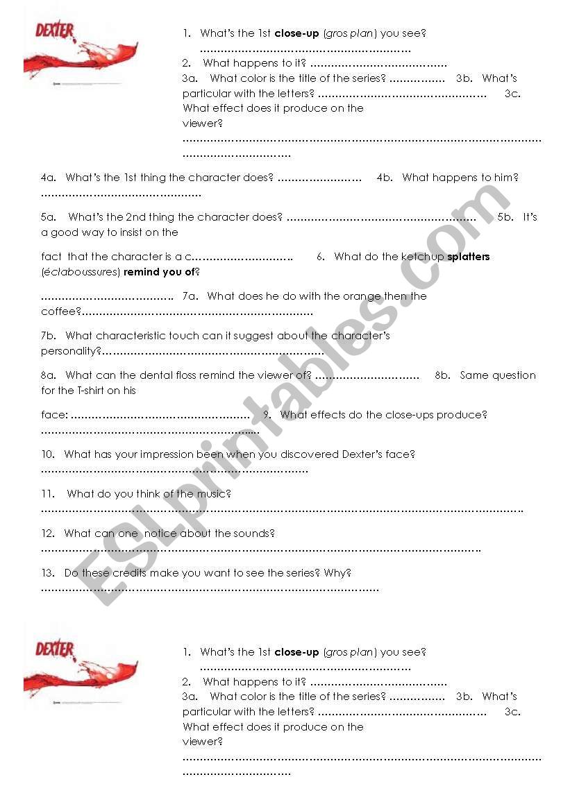 dexter credits worksheet worksheet