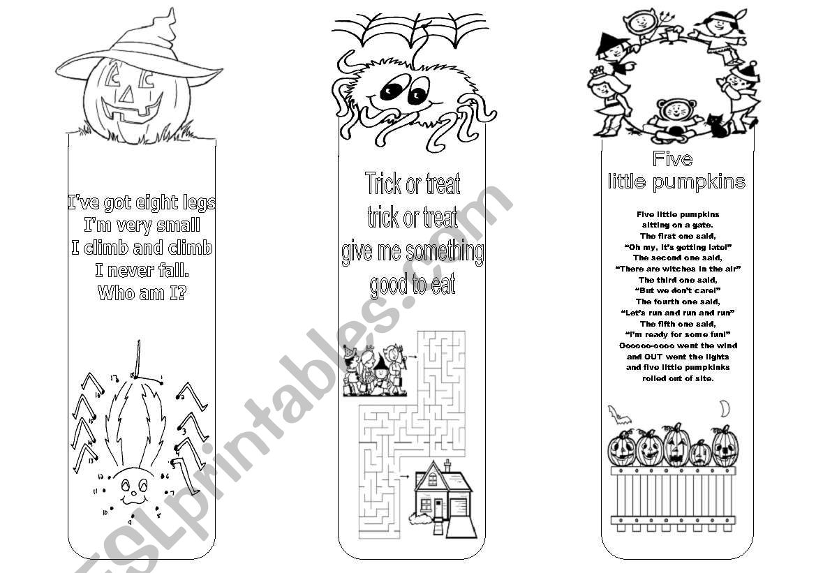 HALLOWEEN BOOKMARKS BLACK & WHITE FRONT