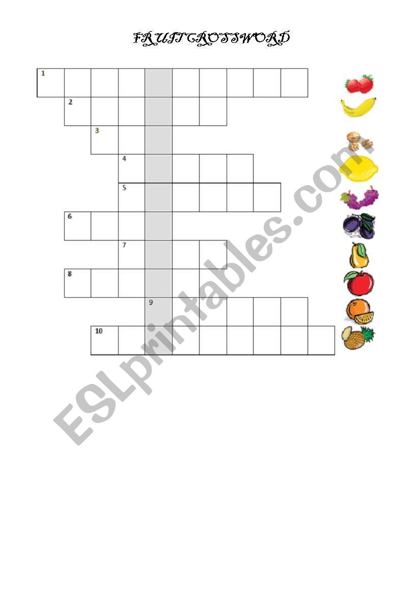 Fruit Crossword worksheet