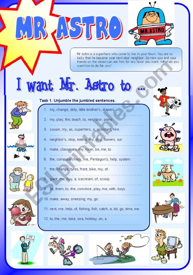 I want Mr Astro to ... worksheet