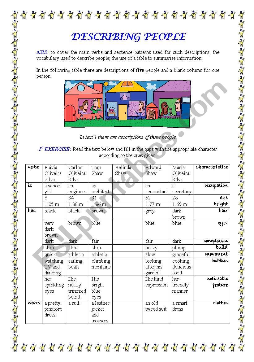 describing people worksheet