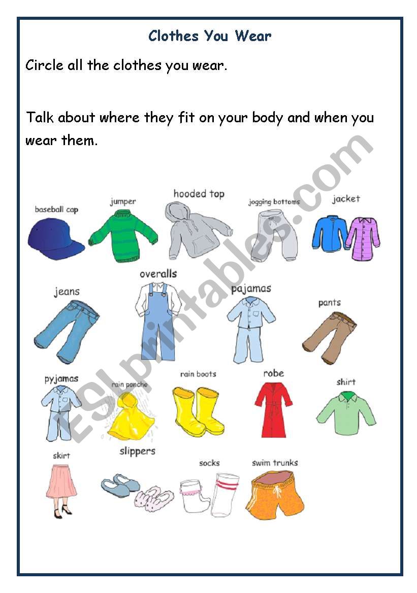 Clothes You Wear worksheet