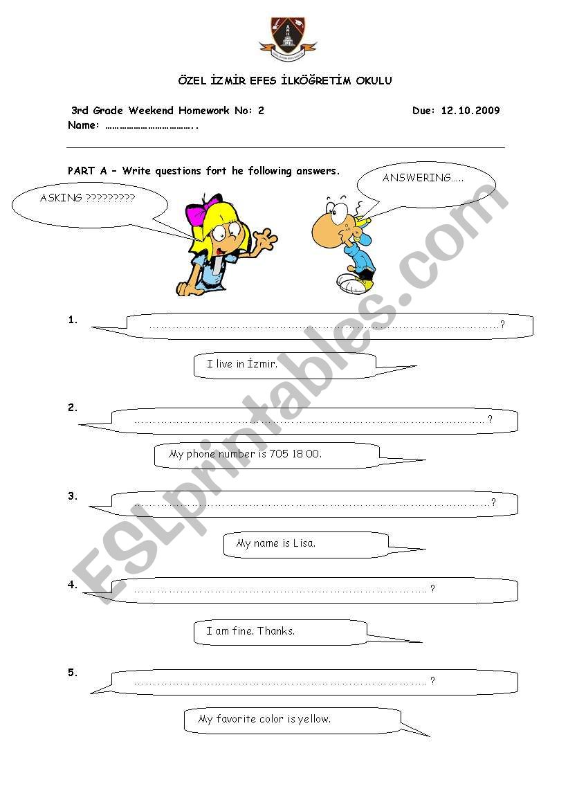 WH questions-numbers worksheet