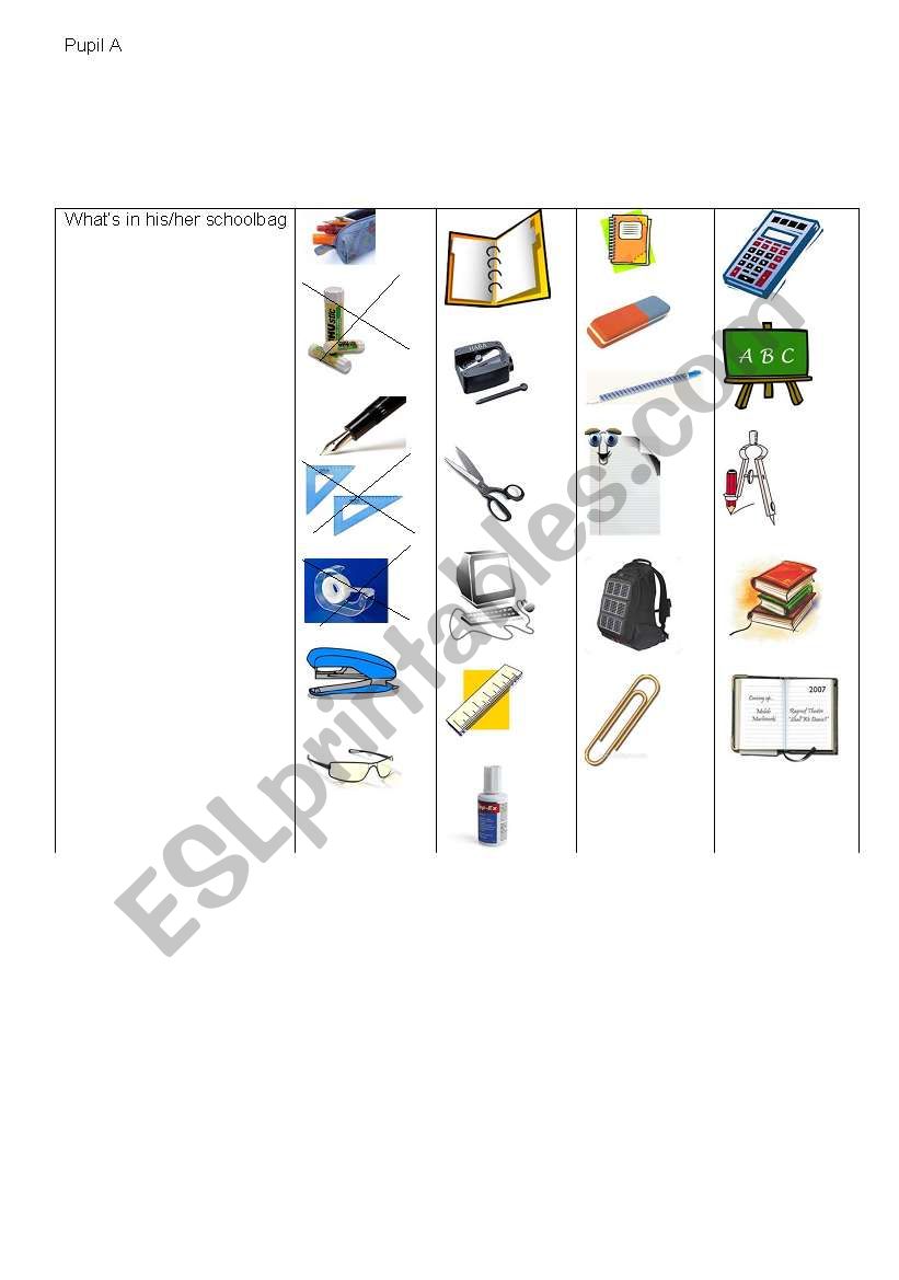 have got pairwork sheets 1and 2