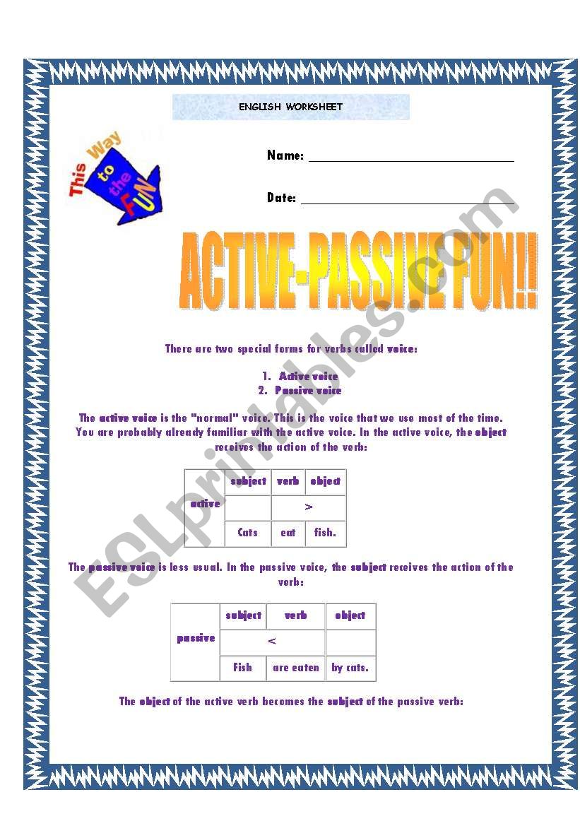 Active-Passive FUN!!! worksheet