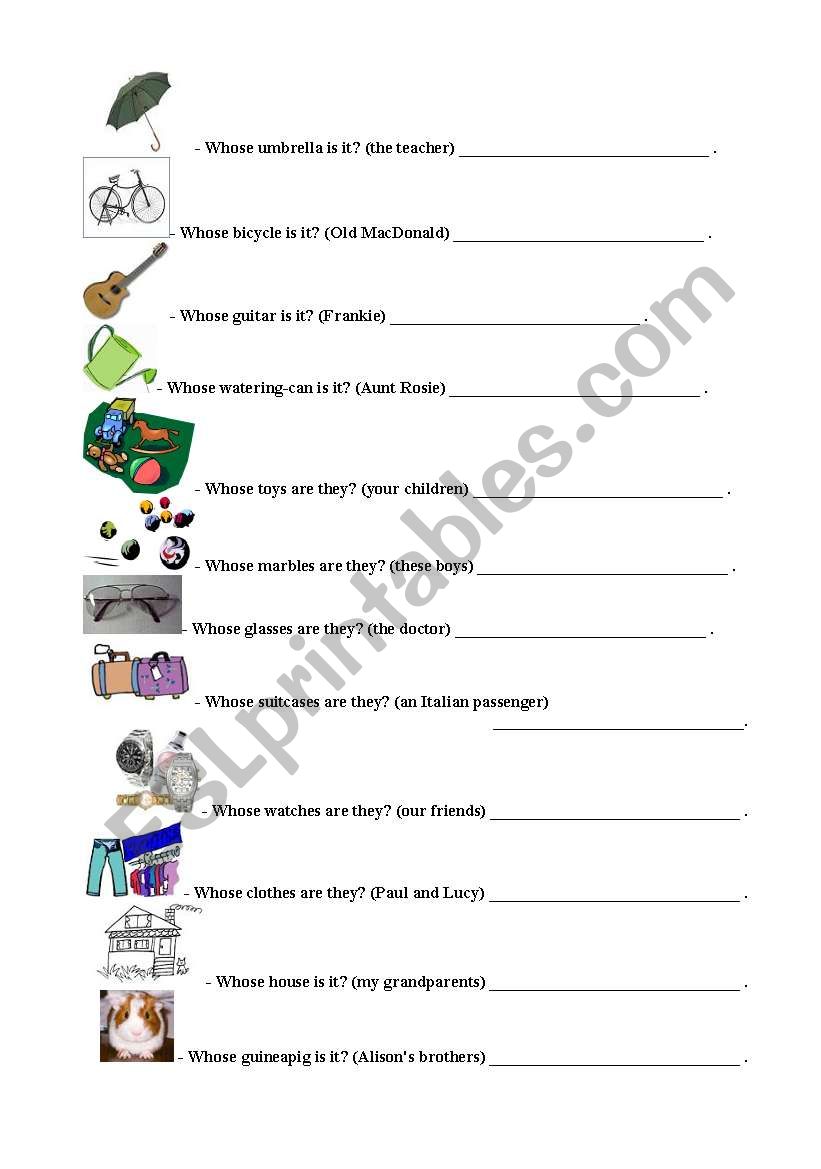 Whose umbrella is this? worksheet