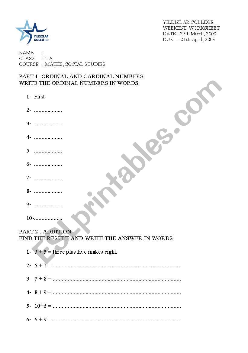 worksheet worksheet