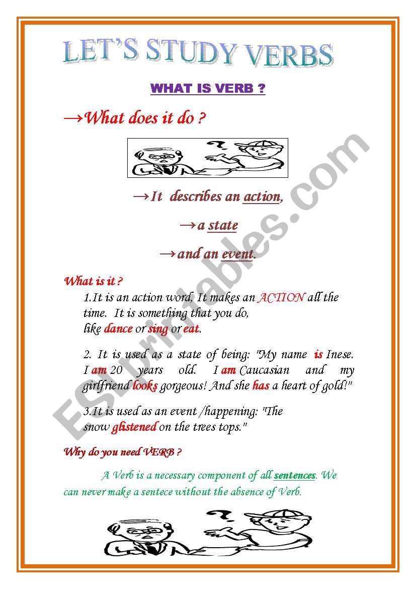VERB-AN Action WORD.  worksheet