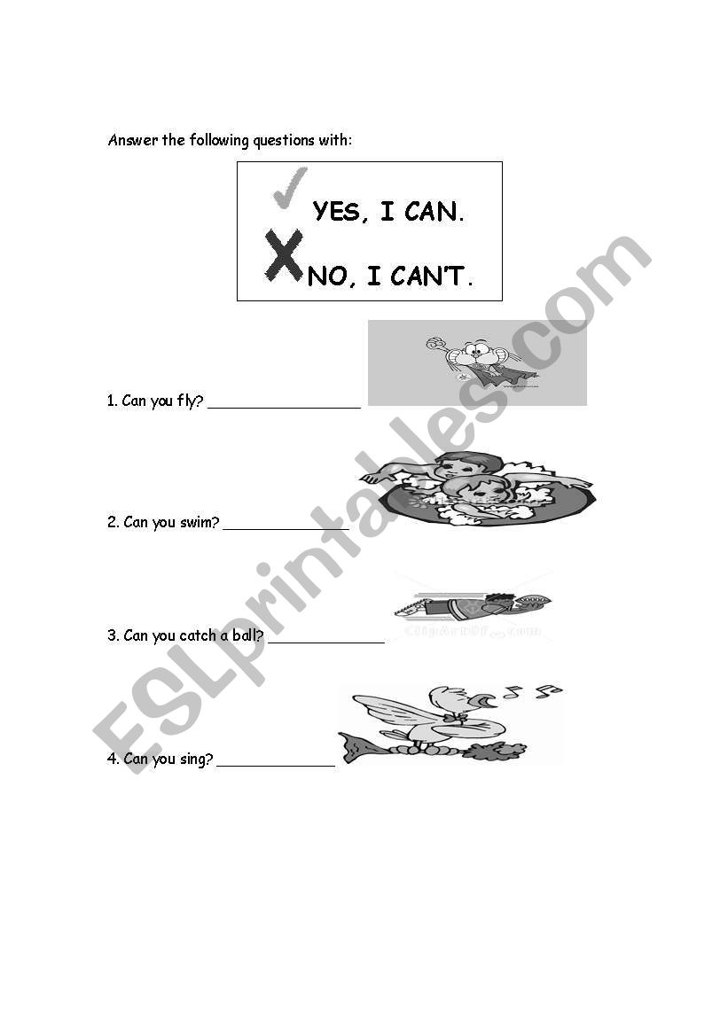 Complete using Yes, I can and No, I cant