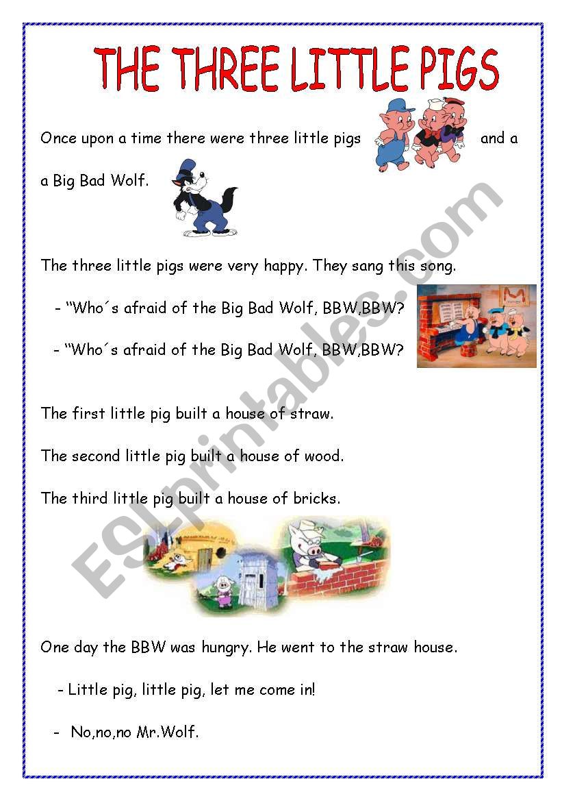 THE THREE LITTLE PIGS worksheet