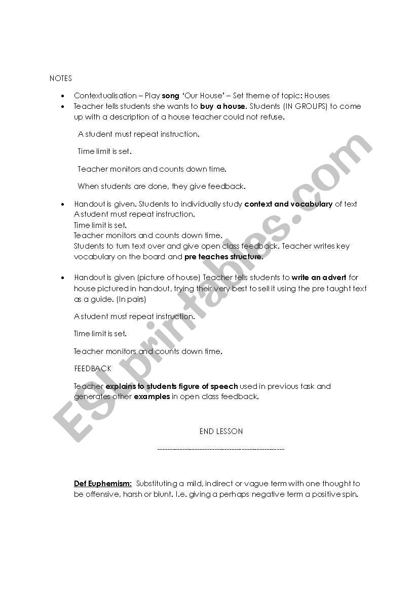 Euphemisms worksheet