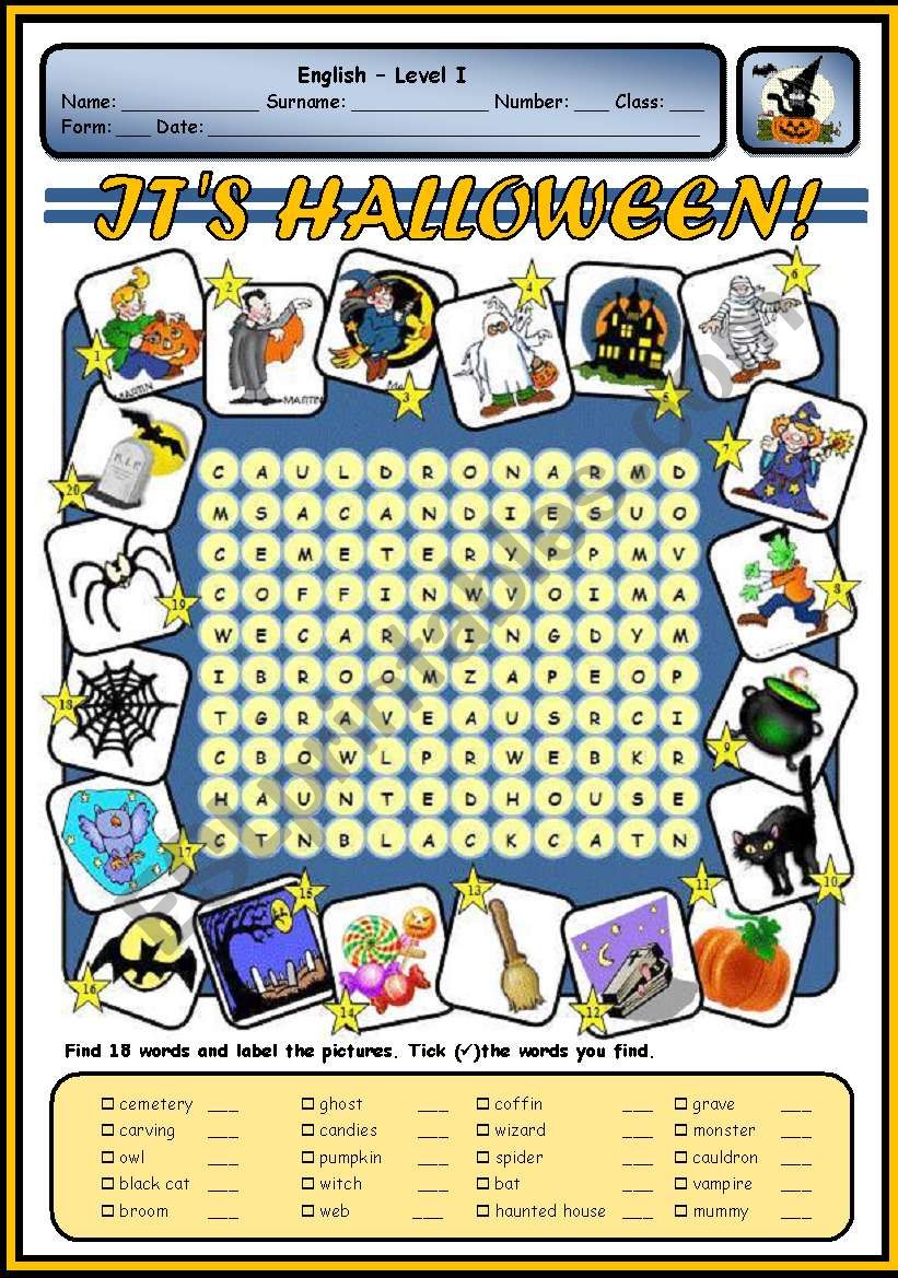 ITS HALLOWEEN! worksheet