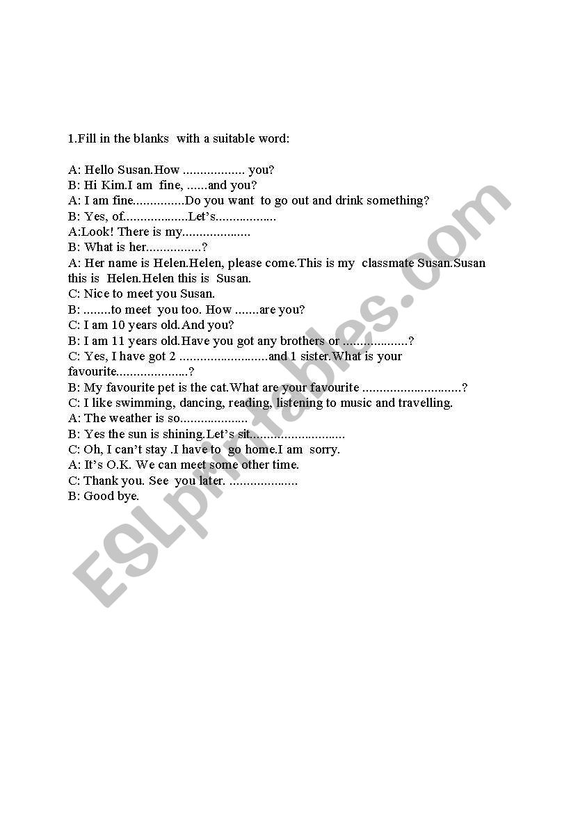 introducing new people worksheet