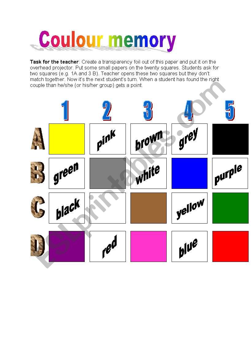 Colour Memory- Practising the colours